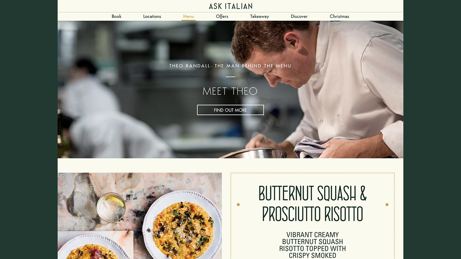 Ask Italin restaurant website art direction and design
